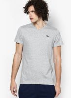 Adidas Originals Grey Melange Solid V Neck T-Shirts