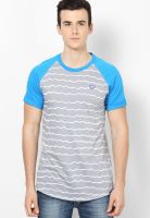 Adidas Originals Grey Striped Round Neck T-Shirts