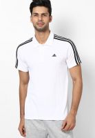 Adidas White Solid Polo T-Shirts
