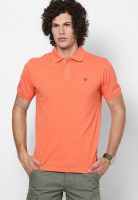 Allen Solly Orange Solid Polo T-Shirts