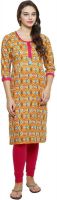 Alom Printed Women's Straight Kurta(Orange)