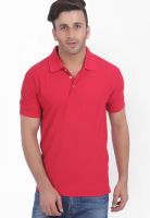 American Crew Red Solid Polo T-Shirts