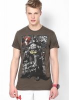 Batman Olive Printed Round Neck T-Shirts