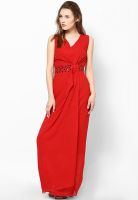 Athena Red Colored Embellished Maxi Dress