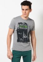 Beatles Grey Printed Round Neck T-Shirts
