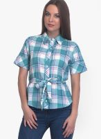 Belle Fille Aqua Blue Checks Shirt