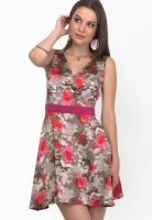 Belle Fille Pink Colored Printed Skater Dress