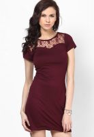 Besiva Maroon Colored Solid Shift Dress