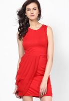 Besiva Red Colored Solid Shift Dress
