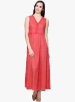 Bhama Couture Red Colored Printed Maxi Dress