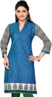 Black Kite & Company Casual Printed Women's Kurti(Black)