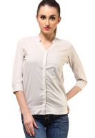 Cation White Solid Shirt
