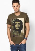 Che Guevara Olive Printed Round Neck T-Shirts