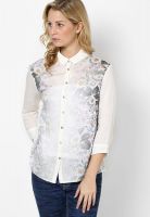 Chemistry Full Sleeve White Printed Shirt