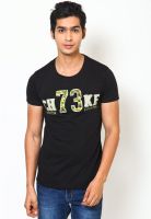 Cherokee Black Graphic Round Neck T-Shirts