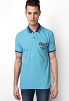 Cherokee Blue Solid Polo T-Shirts