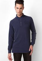 Cherokee Navy Blue Solid Polo T-Shirts