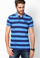 Cherokee Navy Blue Striped Polo T-Shirts