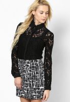 Dorothy Perkins Black Lace Long Sleeve Shirt