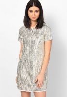 Dorothy Perkins Silver Colored Solid Shift Dress