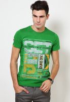 Duke Green Striped Round Neck T-Shirts