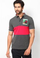 Duke Grey Striped Polo T-Shirts