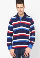 Duke Navy Blue Striped Polo T-Shirts