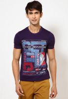 Duke Purple Printed Round Neck T-Shirts