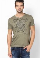 Ed Hardy Olive V Neck T-Shirt