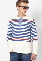 FREECULTR Blue Striped Henley T-Shirt