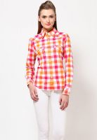 FREECULTR Front Pockets Orange Checked Shirt