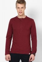 FREECULTR Wine Solid Henley T-Shirt