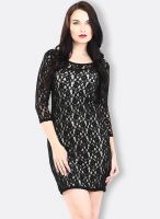 Faballey Black Colored Solid Bodycon Dress