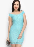 Faballey Blue Colored Printed Bodycon Dress