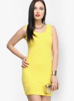 Faballey Yellow Colored Solid Bodycon Dress