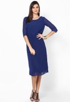 Femella Blue Colored Solid Skater Dress