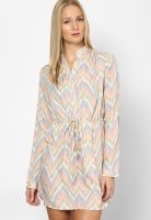 Femella Pink Colored Printed Skater Dress