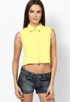 Femella Yellow Button Down Crop Top