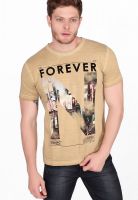 Fritzberg Brown Washed Round Neck T-Shirts