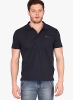 Fritzberg Navy Blue Solid Polo T-Shirts