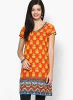 G Yellow Printed Kurta