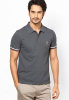 Giordano Grey Solid Polo T-Shirts