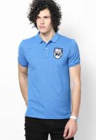 Giordano Light Blue Solid Polo T-Shirts