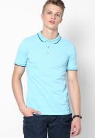 Giordano Light Blue Solid Polo T-Shirts