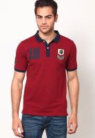 Giordano Red Solid Polo T-Shirts