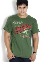 Globus Green Printed Round Neck T-Shirt