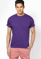 Globus Purple Solid Round Neck T-Shirts