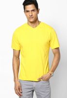 Globus Yellow Solid V Neck T-Shirts