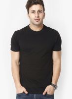 Gritstones Black Solid Round Neck T-Shirts