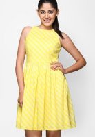 ITI Yellow Colored Solid Skater Dress